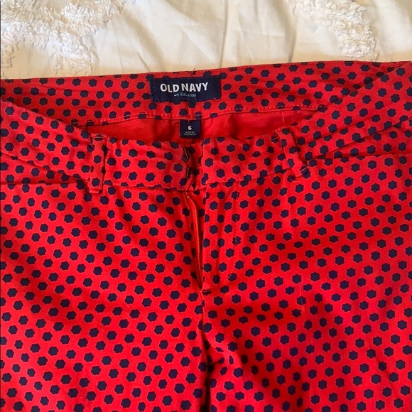 Red/blue pattern skinny pants - Picture 1 of 5